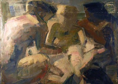 Rudolf Rothe: group; 1962 oil on rough canvas; 120x131 cm