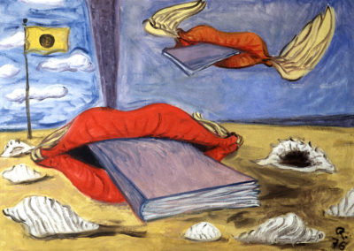 Rudolf Rothe: Mündige Bücher; 1976 Öl auf Leinwand; 70x100 cm