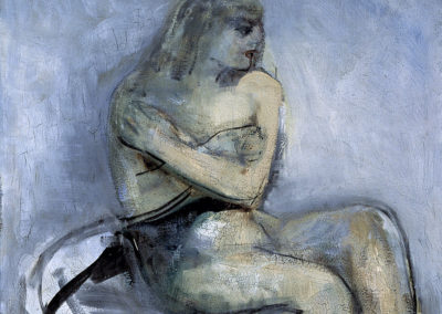 Rudolf Rothe : nude sitting; ca. 1966 oil with addition of asphalt on canvas; 120x100 cm