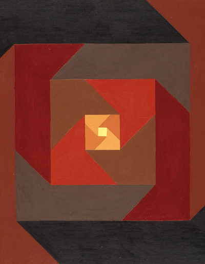 Ruth Klausch: Composition carrée, de rouge à brun; 62 x 62 cm; Huile sur plaque d'aggloméré, 1973. Complément apaisant du N° 6